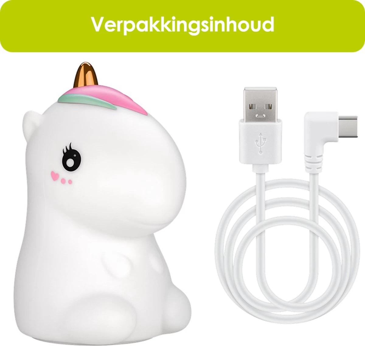Eenhoorn Nachtlampje - Oplaadbaar - Draadloos - 9 Lichtkleuren - Babykamer Lampje - Zacht Materiaal - Droomvoeding Lamp - Afbeelding 2