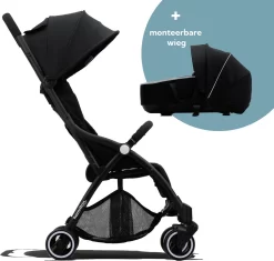 Hamilton By Yoop S1 Plus Buggy Met Monteerbare Premium Wieg – Nieuwer En Hoger 2023 Model - Stroller Met One Hand Folding Technologie – Zwart/Antraciet - Licht, Verstelbaar, Wendbaar - Geschikt Van 0 Maanden Tot 4 Jaar