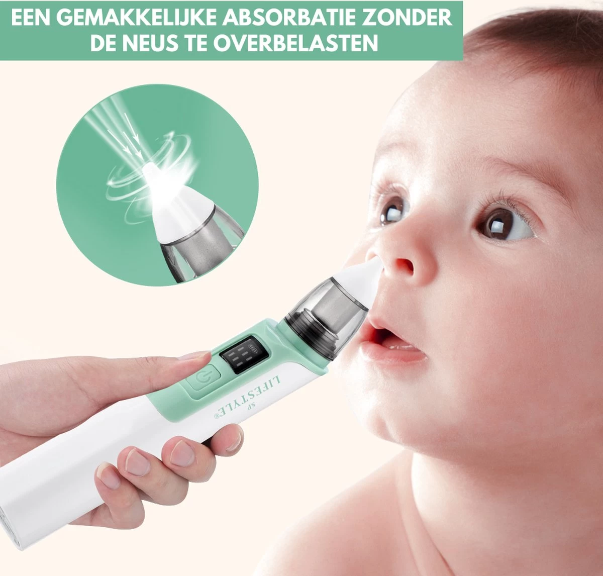 SP Lifestyle ® Neusreiniger Baby - Elektrische Neuszuiger Met USB - Snoetenpoetsers - Snotzuiger Baby - 6 Verschillende Standen - Afbeelding 5