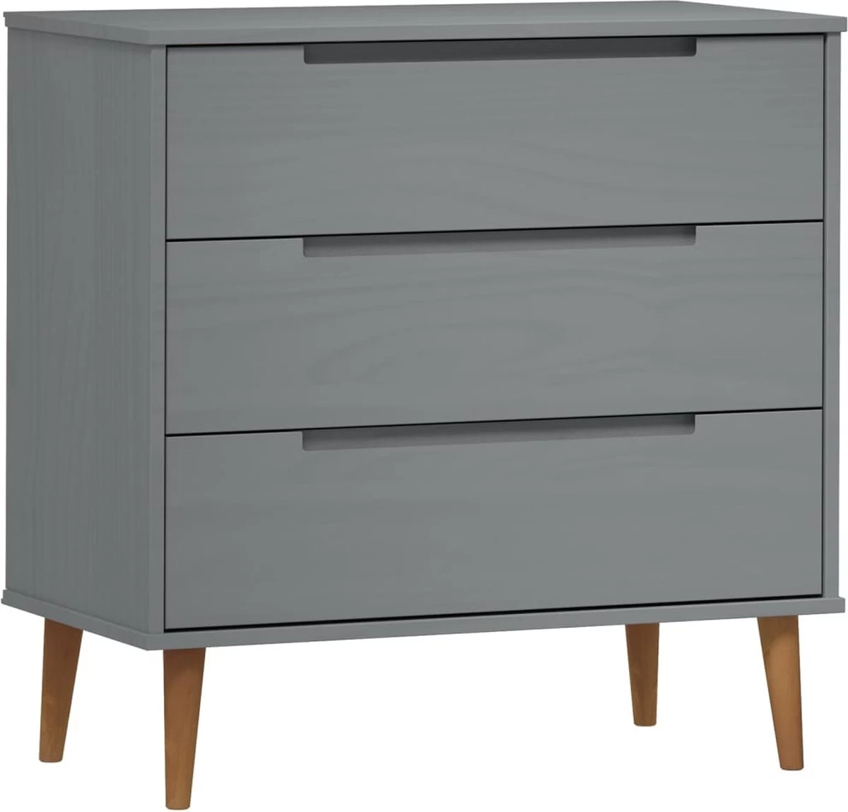 VidaXL Ladekast MOLDE 80x40x80 Cm Massief Grenenhout Grijs - Afbeelding 2