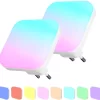 Quality Needz - LED Nachtlampje - Kinderen & Volwassenen - 2 Stuks - 8 Verschillende Kleuren - Nachtlampje Stopcontact - Stekkerlamp - Multi Colour - Stopcontactlamp - 2 Standen - 2023 Model