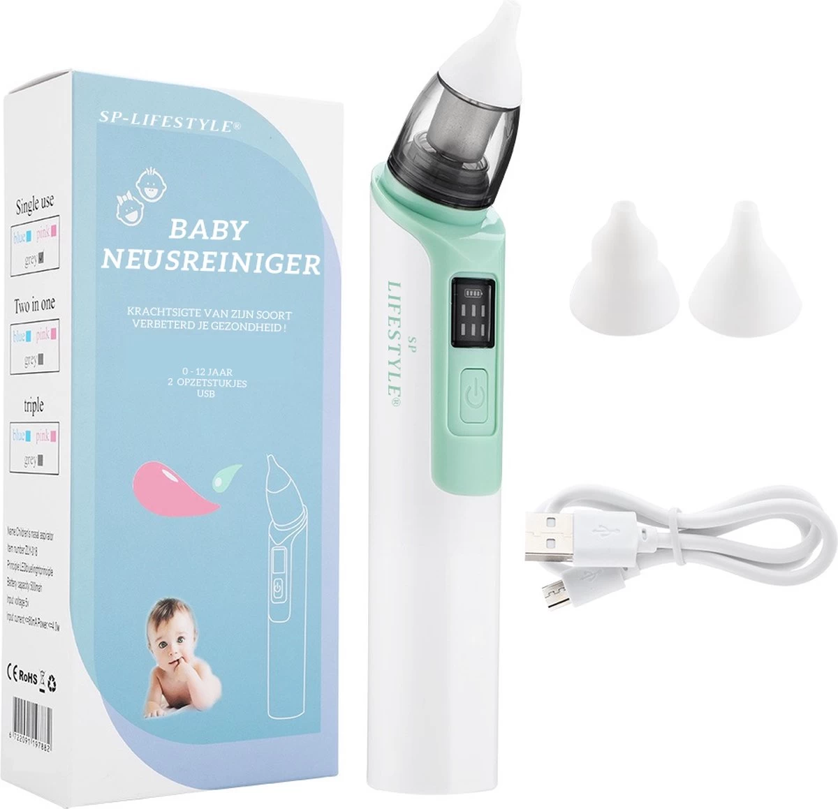 SP Lifestyle ® Neusreiniger Baby - Elektrische Neuszuiger Met USB - Snoetenpoetsers - Snotzuiger Baby - 6 Verschillende Standen