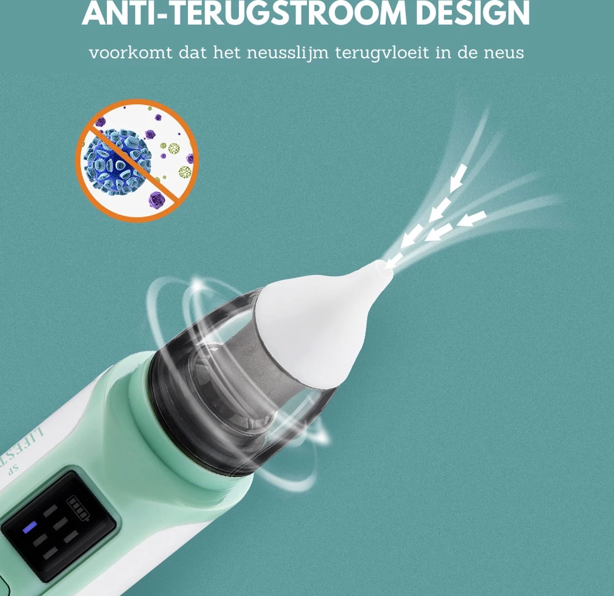 SP Lifestyle ® Neusreiniger Baby - Elektrische Neuszuiger Met USB - Snoetenpoetsers - Snotzuiger Baby - 6 Verschillende Standen - Afbeelding 4
