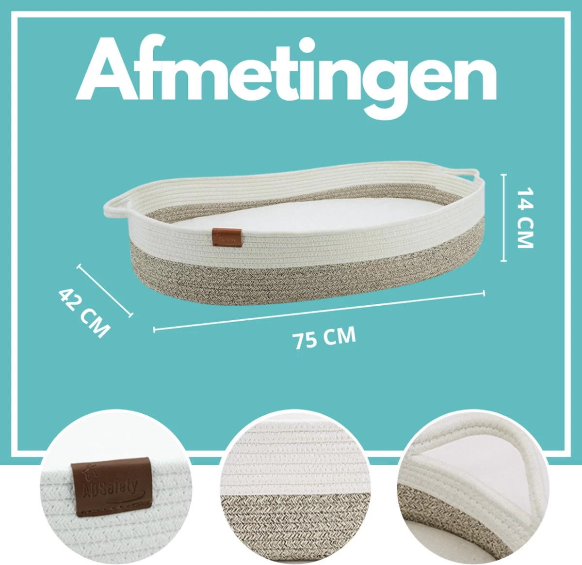 ADSafety - Luxe Verschoonmand - Incl. Matras En Hoes - Aankleedkussen - Mozes Mand - Babykamer - Commode - Babyshower - Beige - Afbeelding 6