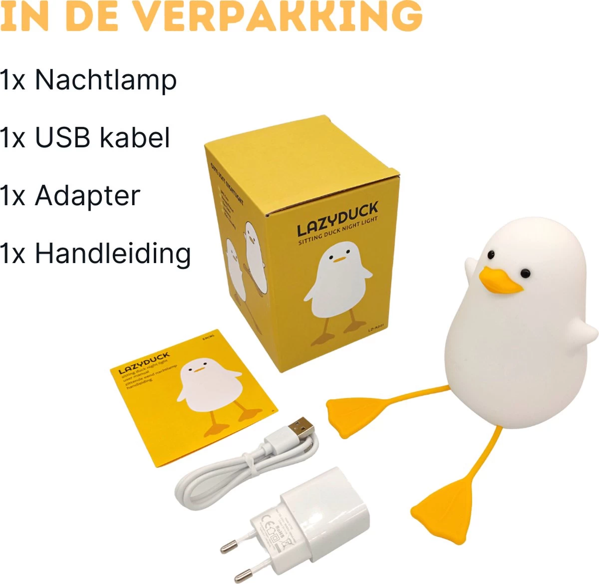LAZYDUCK® Eend Nachtlampje - Dimbaar - Timer - Oplaadbaar - Nachtlampje Kinderen - Nachtlampje Baby - Afbeelding 7
