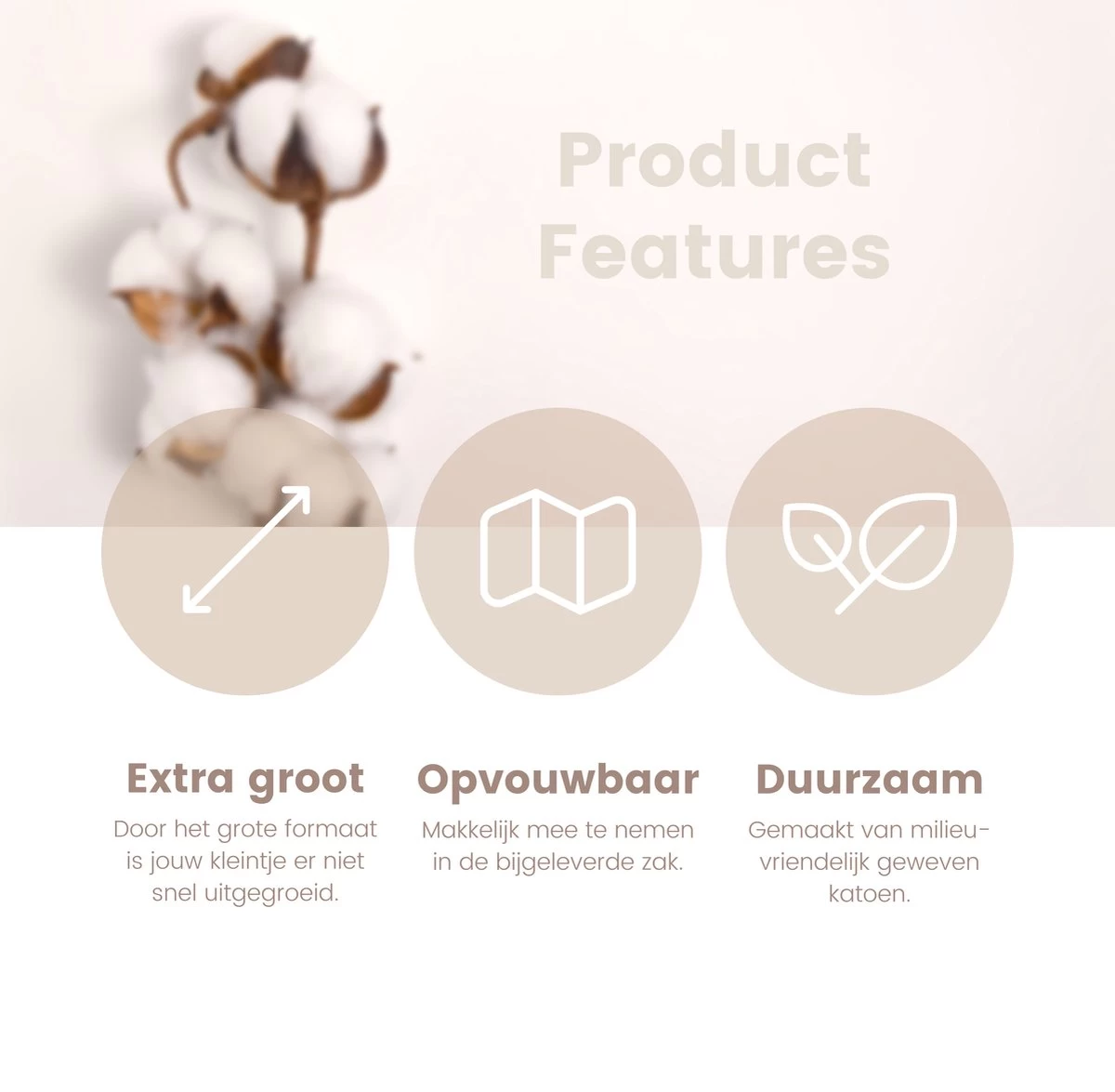 Little Moon Verschoonmand XL - Incl. Extra Dik Matras En Matrashoes Van 100% Biologisch Katoen - Aankleedkussen - Milieuvriendelijk Geweven Katoen - Natural Sand - Afbeelding 3