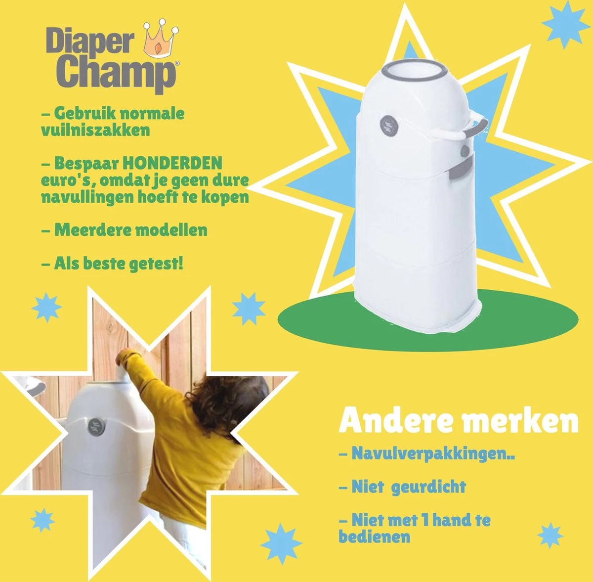 Luieremmer Medium Zilver - Middel - Zonder Navulling - Geschikt Voor Pampers En Huggies - Stoma - Afbeelding 4