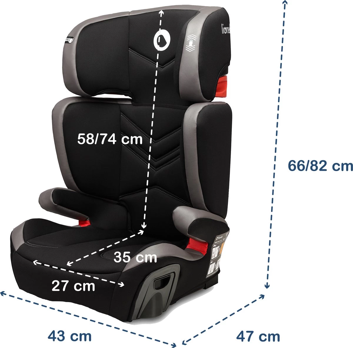 Lionelo Hugo - Autostoeltje - ISOFIX - 7-traps - Tot 12 Jaar - Afbeelding 2