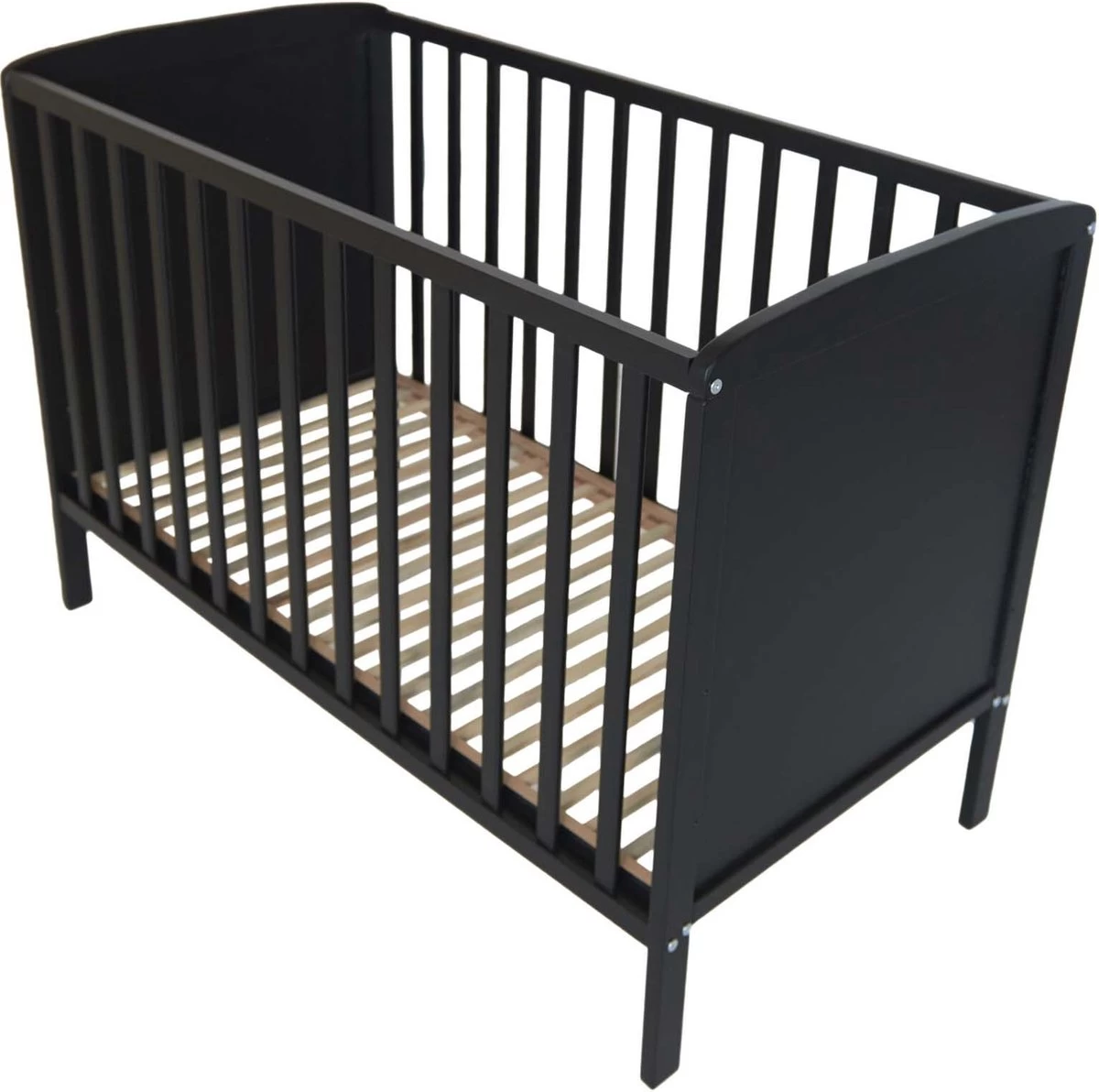 Prenatal Ledikant - Babybed - Babybedje Met Platte Spijlen - 60x120 Cm - Exclusief Matras - Zwart - Afbeelding 2