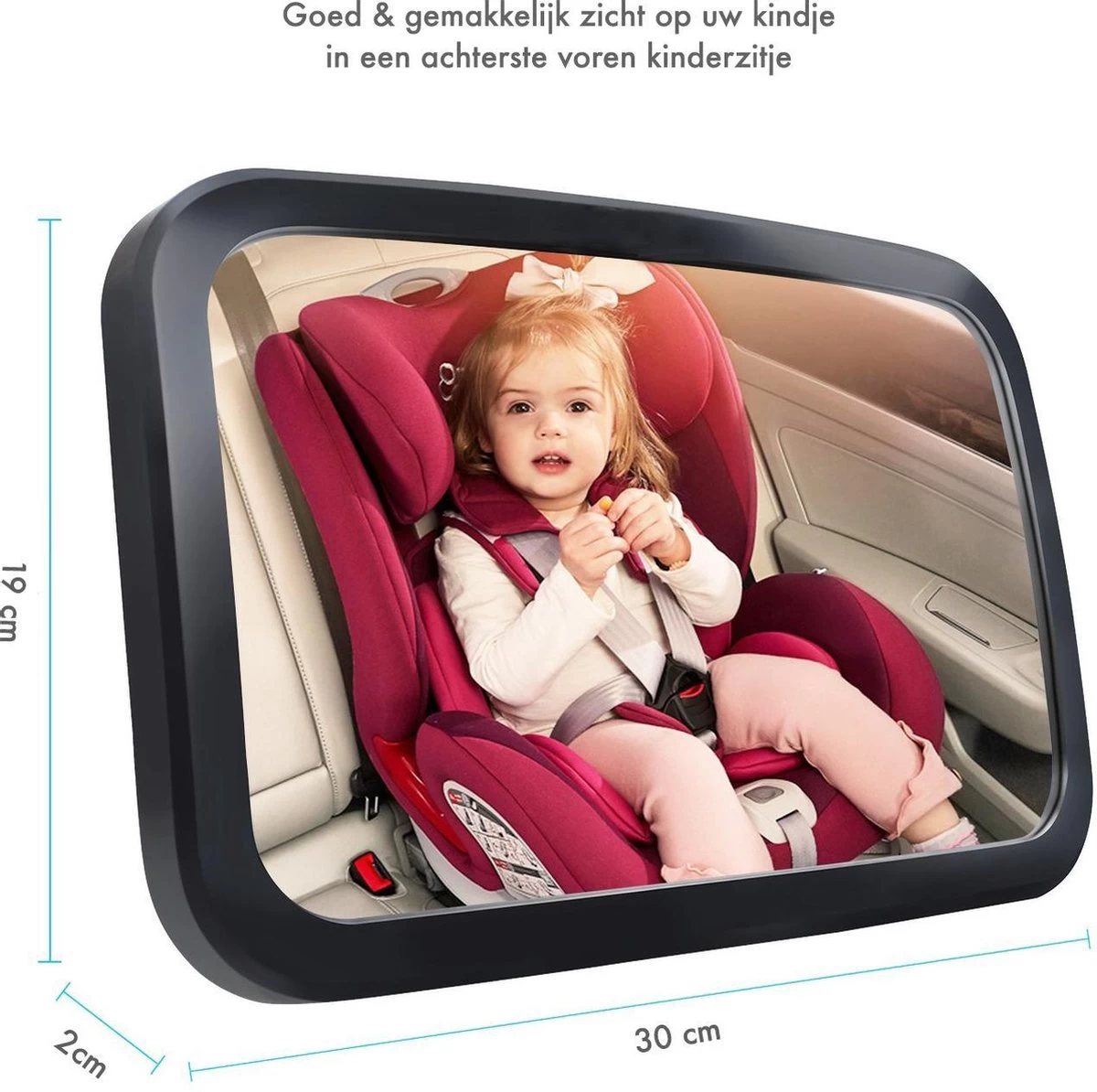 Merkloos Achterbank Spiegel Voor Baby & Kind - Auto Accessoires - Shatterproof - Zwarte A3 Verstelbare Monitor - Afbeelding 2