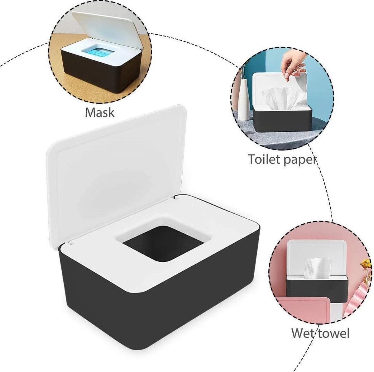 BillendoekjesDoos - Zinaps Natte Doekjes Doos, Vochtig Toiletpapier Doos, Babydoekjes Doos, Natte Doekjes Opbergdoos, Plastic Natte Doekdispenser Met Deksel Voor Thuis, Kantoor (WK 02129) - Afbeelding 4