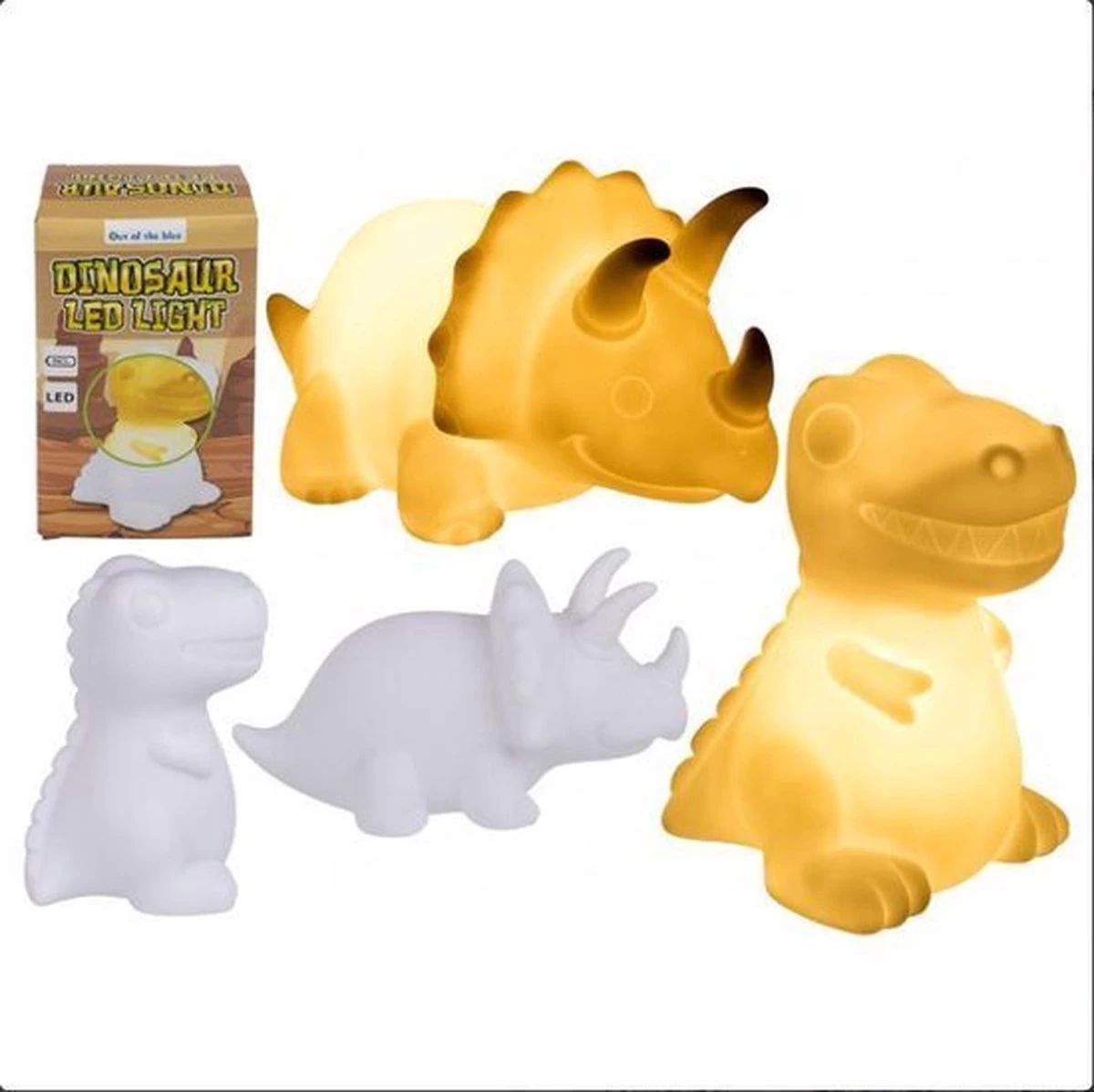 Merkloos Dino Lamp – Dinosaurus Lamp – Nachtlamp – Kinderlampje - Led - Triceratops - Afbeelding 3