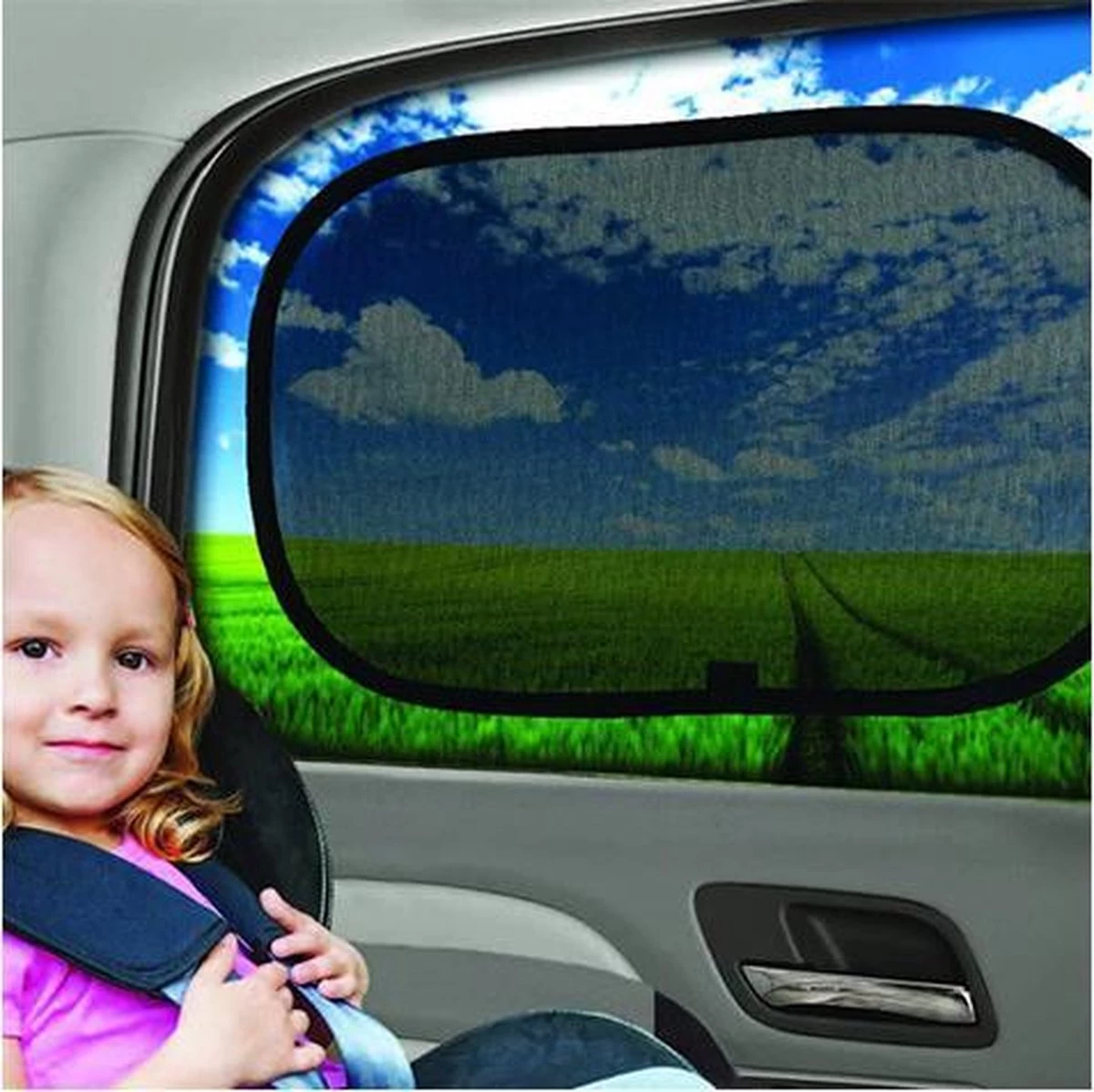 Merkloos Zonwering Auto - UV Protectie - Luxe Zonneschermen - Zijruit 2 Stuks - Zonnescherm Auto - Bescherm Uw Baby En Kinderen - Afbeelding 4