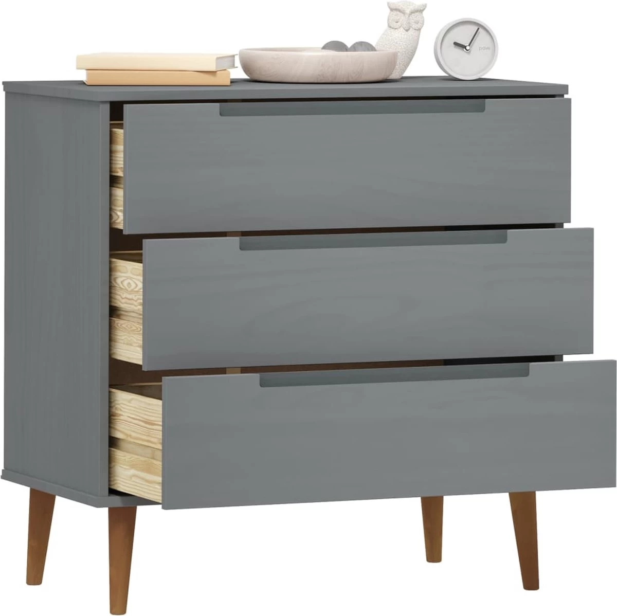 VidaXL Ladekast MOLDE 80x40x80 Cm Massief Grenenhout Grijs - Afbeelding 8