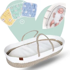 Skye & Scott Aankleedkussen Met Verschoonmand XL - Met 3x Snuggly Handdoekjes - Mozesmand - Verschoonkussen