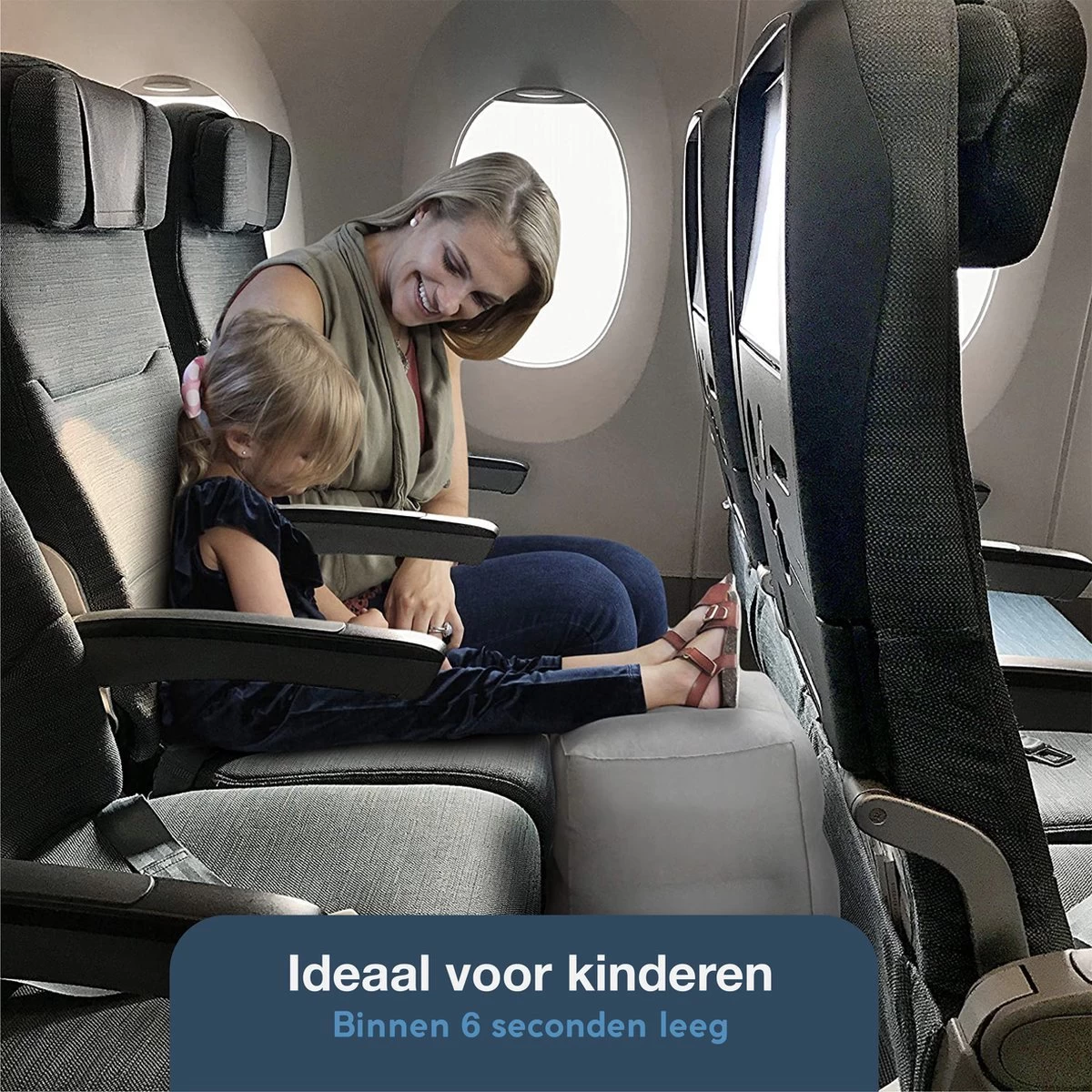 Vliegtuigbedje - Reiskussen - Voetensteun - Multifunctioneel Opblaasbaar Kussen Voor In Het Vliegtuig - Auto - Trein - Afbeelding 4