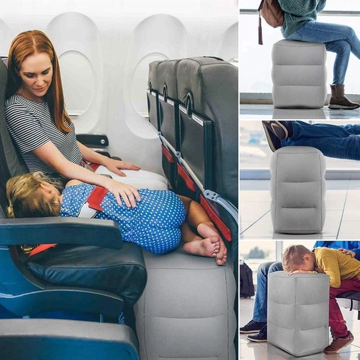 Vliegtuigbedje - Reiskussen - Voetensteun - Multifunctioneel Opblaasbaar Kussen Voor In Het Vliegtuig - Auto - Trein - Afbeelding 10