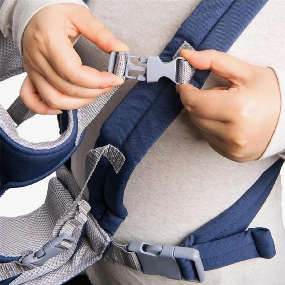 Baby Draagzak Blauw - Baby Carrier – Baby Drager Max. 15 Kg - 2 Tot 18 Maanden - Ergonomisch - Baby Draagdoek - Heupdrager - Steundrager Baby - Afbeelding 2
