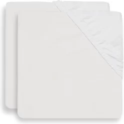 Jollein Baby Hoeslaken Ledikant Katoen 60x120cm - Wit - 2 Stuks
