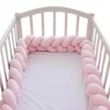 Buxibo Baby Bed Bumper - Baby Veiligheid/Hoofdbescherming/Bedbescherming - Multifunctionele Voedingskussen/Bedomrande/Boxomrander - 200CM - Roze