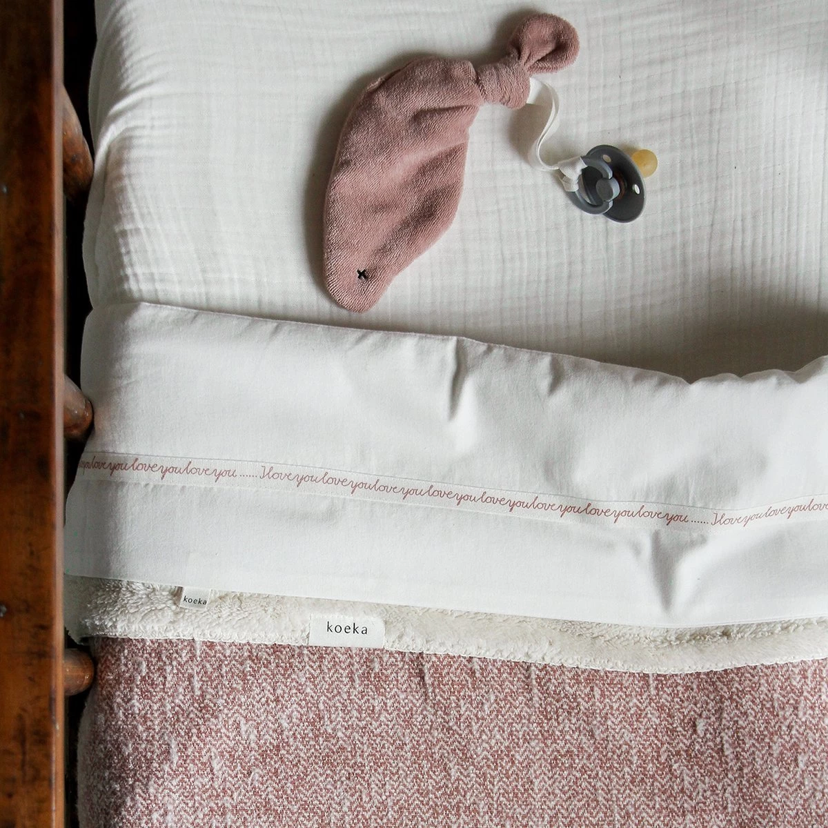 Koeka Baby Dekentje Wieg Vigo Teddy - Oud Roze - 75x100cm - Afbeelding 3