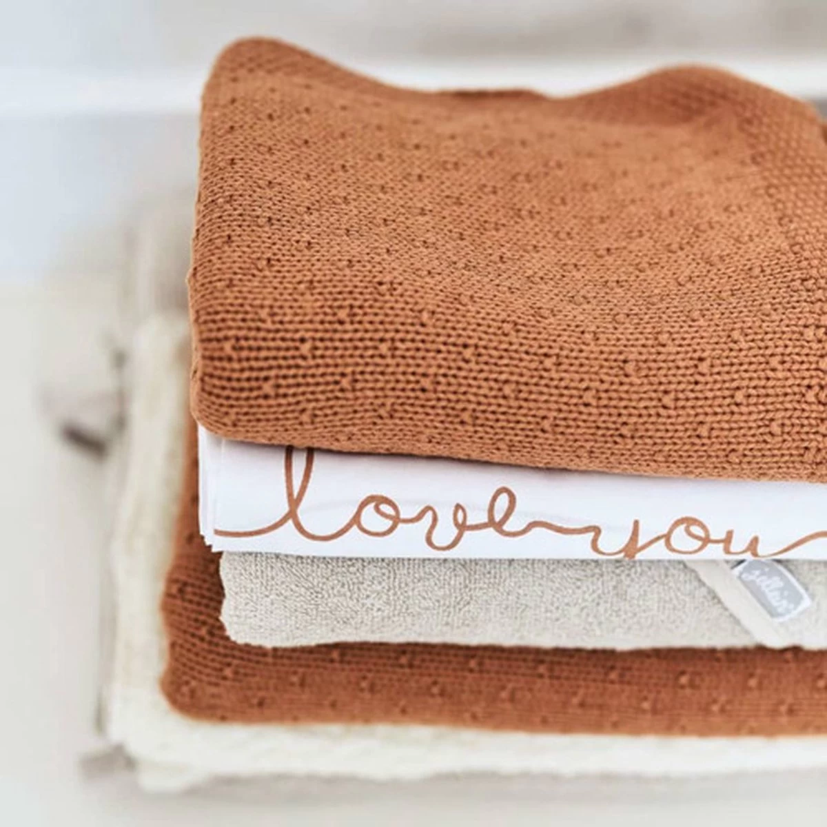 Jollein Baby Laken Ledikant 120x150cm Love You - Caramel - Afbeelding 14