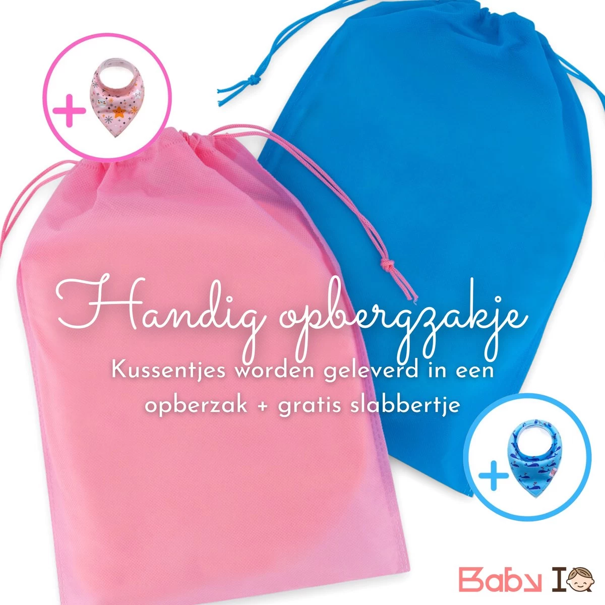 Baby IQ Orthopedisch Baby Hoofdkussen – Traagschuim – Tegen Plat Achterhoofd – Kraamcadeau –Roze – Incl Bandana Slabber - Afbeelding 13