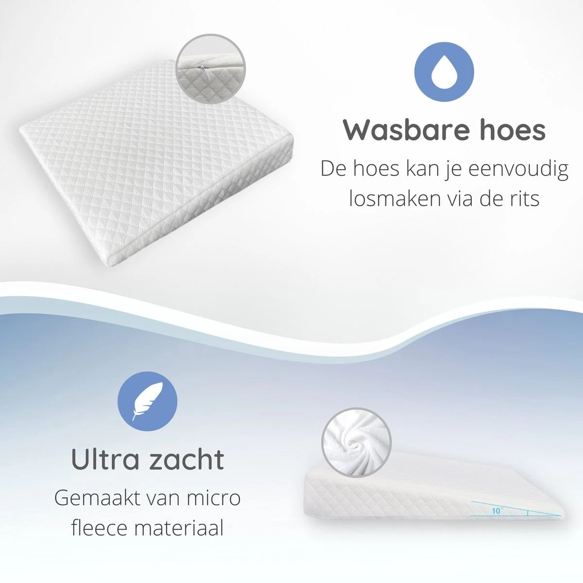 Reflux Kussen RECHT – Hellend Kussen – Matrasverhoger – Wigkussen – Zwangerschapskussen – Zijslaapkussen – Slaapkussen Baby – Voedingskussen – Hoofdkussen Baby – Anti Reflux – Verhogend Kussen Baby – Kraamcadeau – Cadeautip - Afbeelding 4