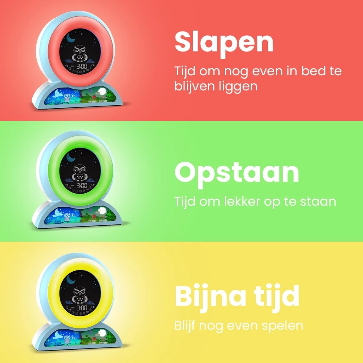 ProSova Slaaptrainer Voor Kinderen - Nieuw Model 2022 - Kinderwekker - Wake Up Light - Nachtlamp - Blauw - + Gratis (E)-Slaapboek - Afbeelding 3