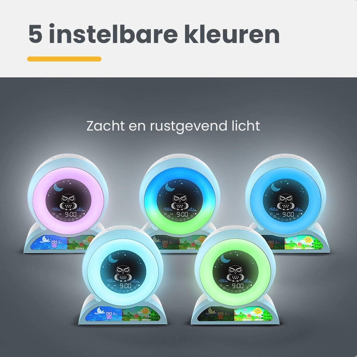 ProSova Slaaptrainer Voor Kinderen - Nieuw Model 2022 - Kinderwekker - Wake Up Light - Nachtlamp - Blauw - + Gratis (E)-Slaapboek - Afbeelding 4