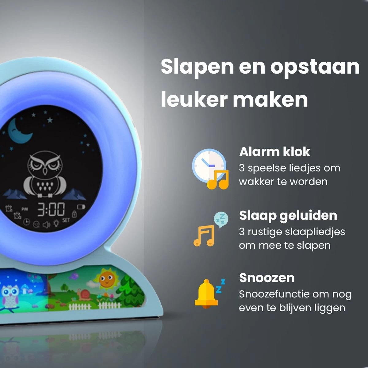 ProSova Slaaptrainer Voor Kinderen - Nieuw Model 2022 - Kinderwekker - Wake Up Light - Nachtlamp - Blauw - + Gratis (E)-Slaapboek - Afbeelding 5