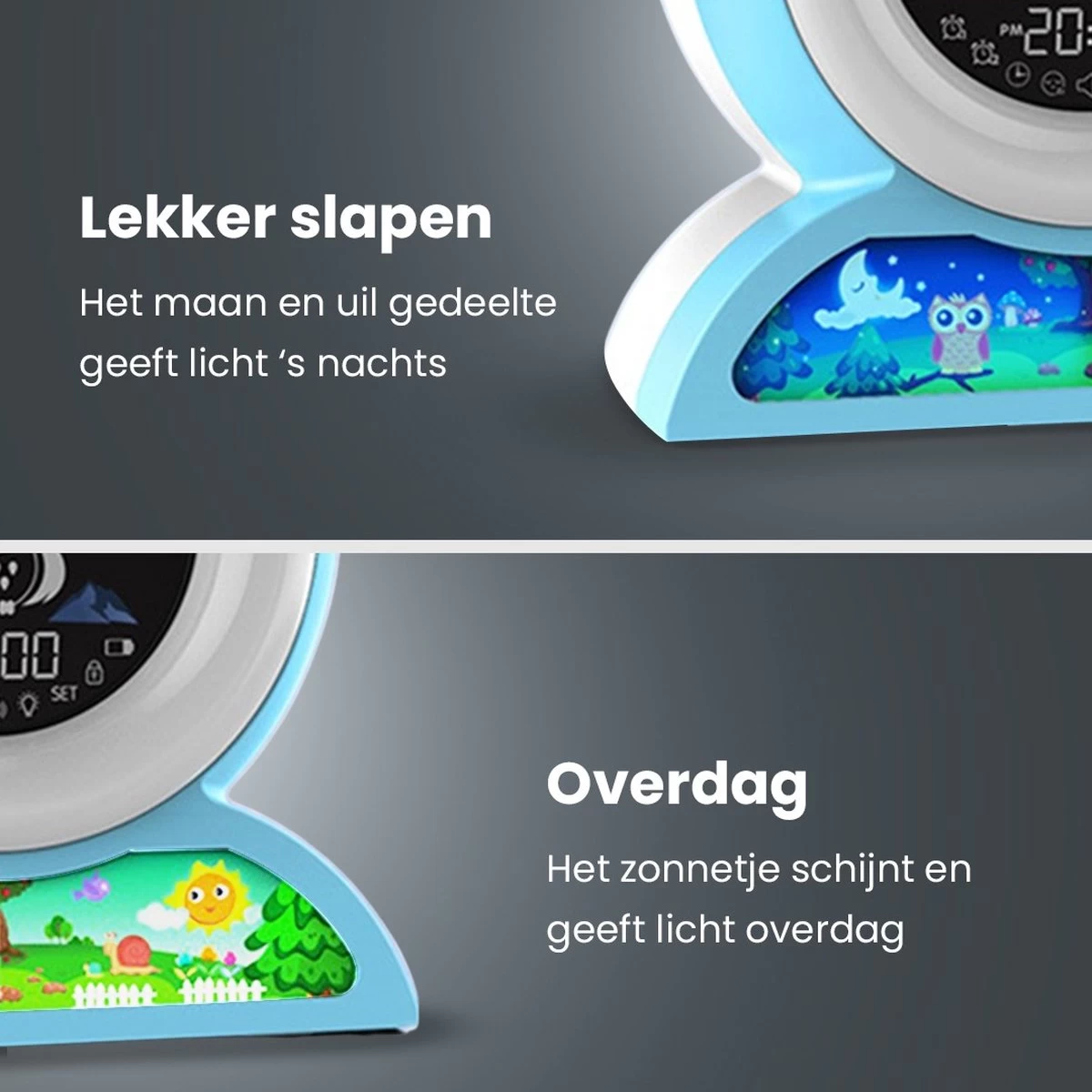 ProSova Slaaptrainer Voor Kinderen - Nieuw Model 2022 - Kinderwekker - Wake Up Light - Nachtlamp - Blauw - + Gratis (E)-Slaapboek - Afbeelding 7