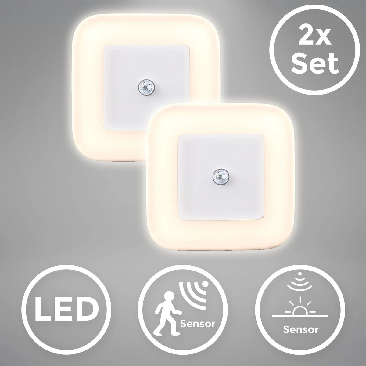 B.K.Licht - Nachtlampjes - Stekkerlampje Met Bewegingssensor - 3.000 K - 6.5cm - 2 Stuks