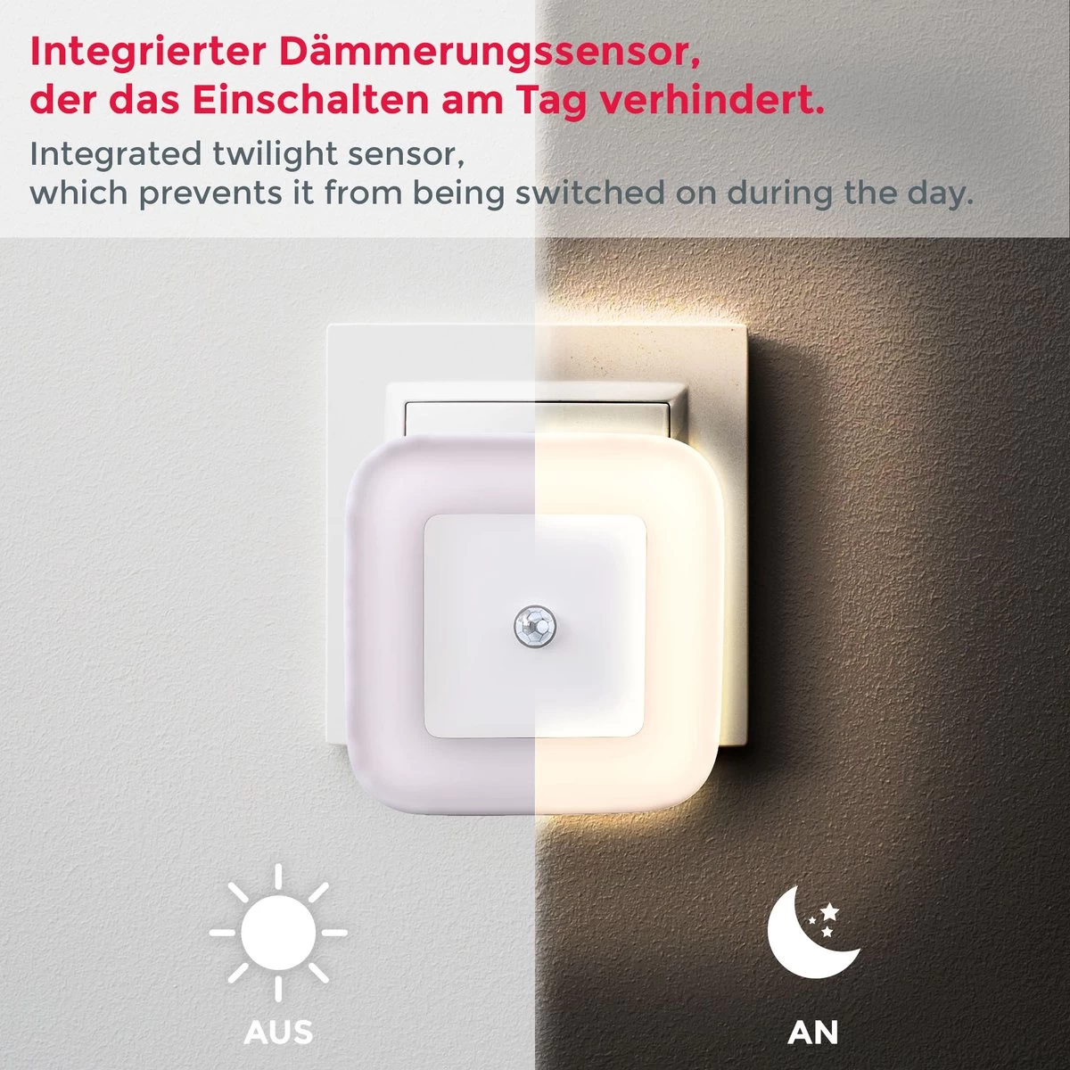 B.K.Licht - Nachtlampjes - Stekkerlampje Met Bewegingssensor - 3.000 K - 6.5cm - 2 Stuks - Afbeelding 3