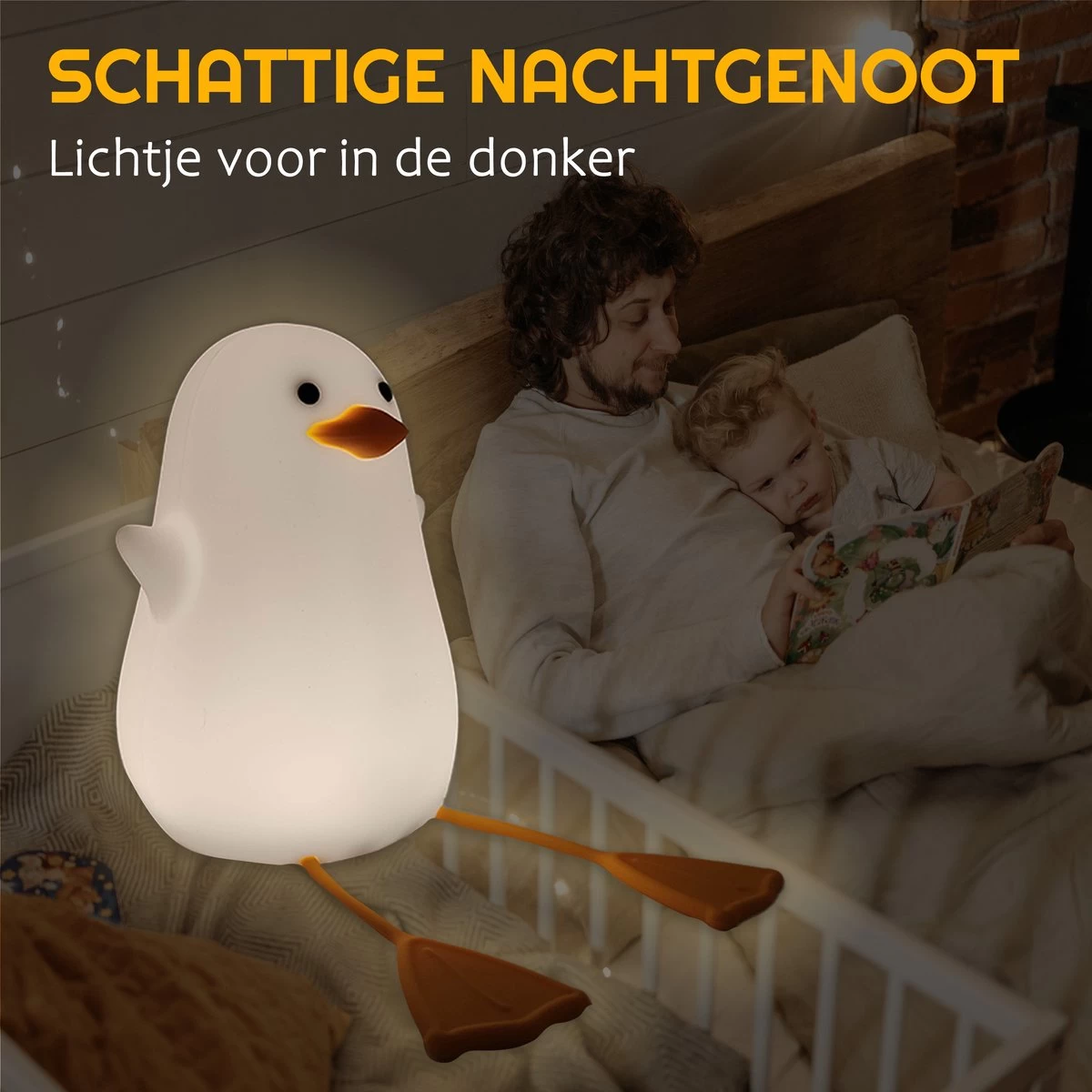 LAZYDUCK® Eend Nachtlampje - Dimbaar - Timer - Oplaadbaar - Nachtlampje Kinderen - Nachtlampje Baby - Afbeelding 3