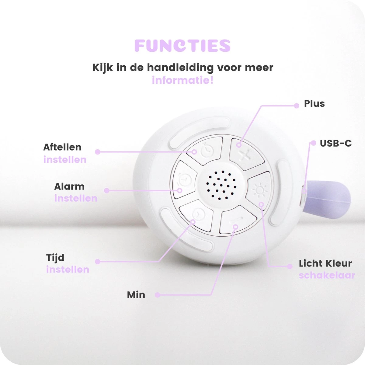 Unicorn Slaaptrainer - Eenhoorn Kinderwekker - Nachtlampje - Dream Purple - Afbeelding 3