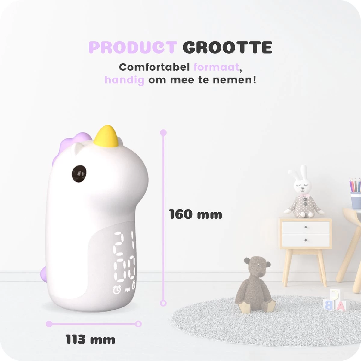 Unicorn Slaaptrainer - Eenhoorn Kinderwekker - Nachtlampje - Dream Purple - Afbeelding 8