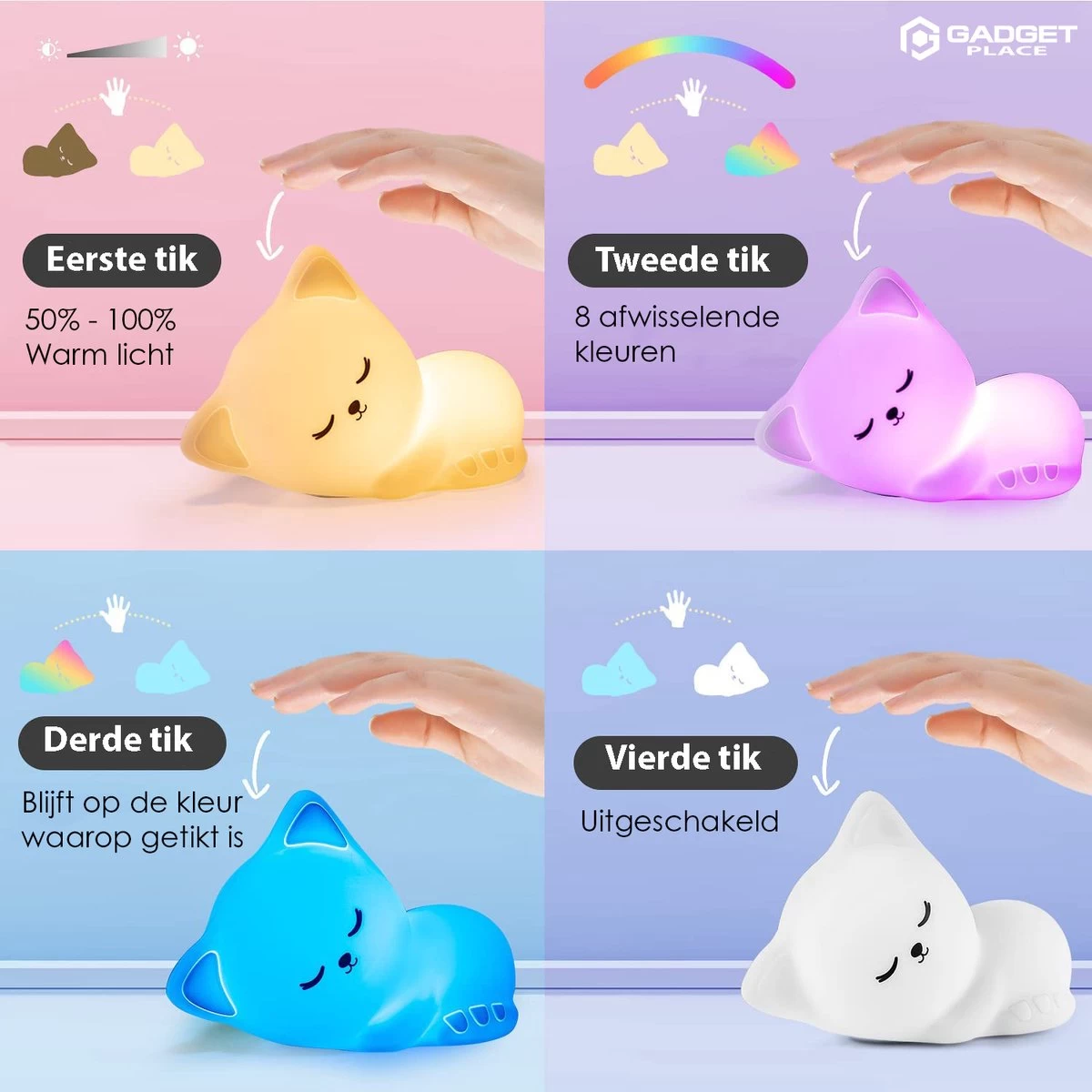 Nachtlampje Met 8 Kleuren Voor Kinderen & Baby - Draadloos - Afbeelding 3