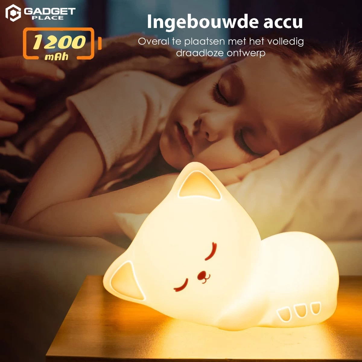 Nachtlampje Met 8 Kleuren Voor Kinderen & Baby - Draadloos - Afbeelding 4