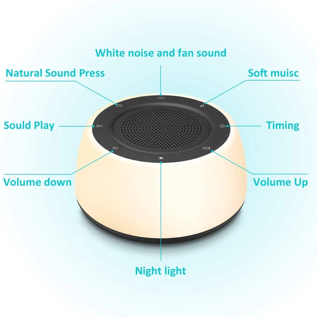 Merkloos Slaaptrainer - Slaaphulp - Baby Slaaphulp - Witte Ruis Baby - Relaxgeluid - Muziekdoos - Slaap Geluidsmachine - Nachtlamp - Slapen - Rust - Rustgevend - Kalmerend - Slaap - Kinderen - Volwassenen - Afbeelding 6