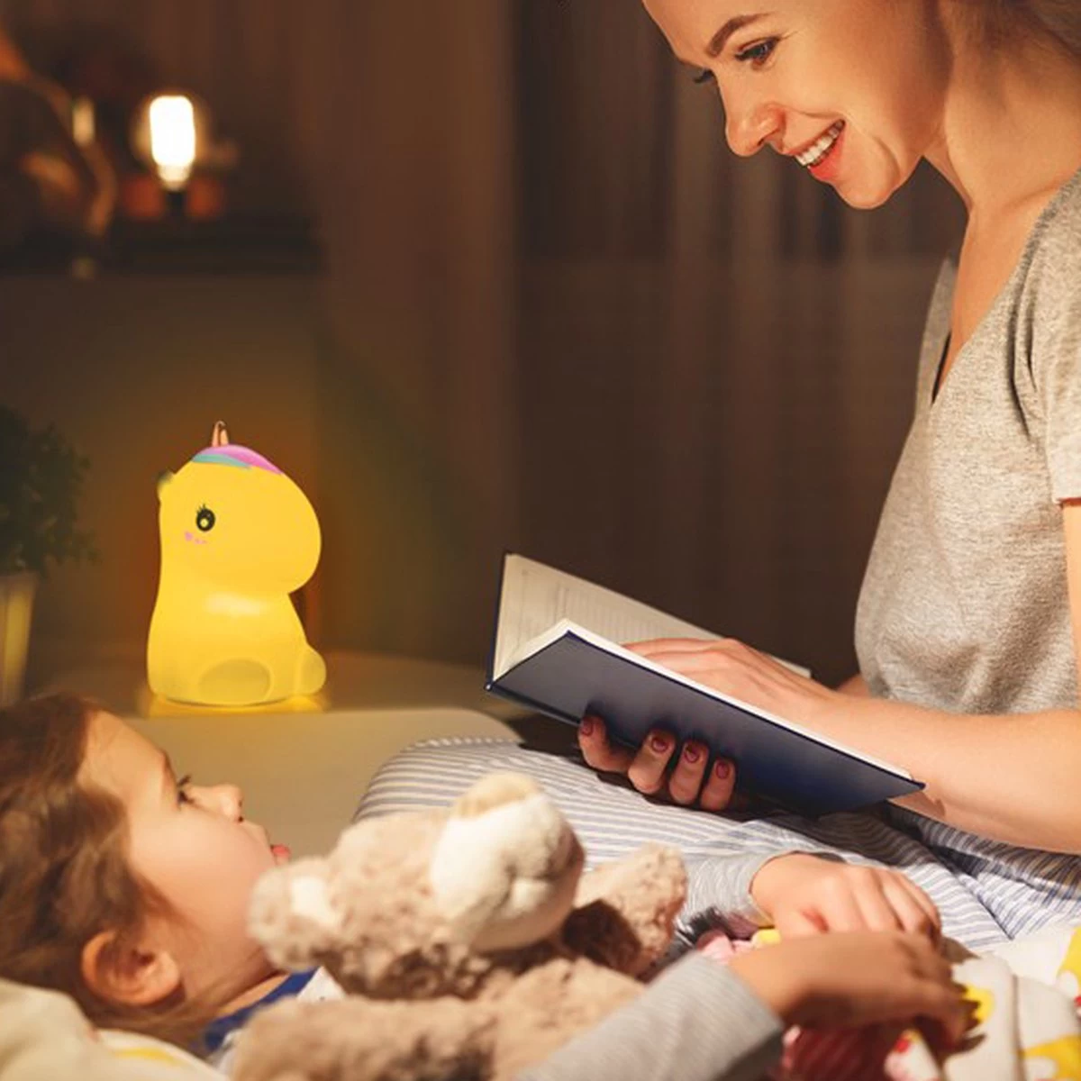 Eenhoorn Nachtlampje - Oplaadbaar - Draadloos - 9 Lichtkleuren - Babykamer Lampje - Zacht Materiaal - Droomvoeding Lamp - Afbeelding 5