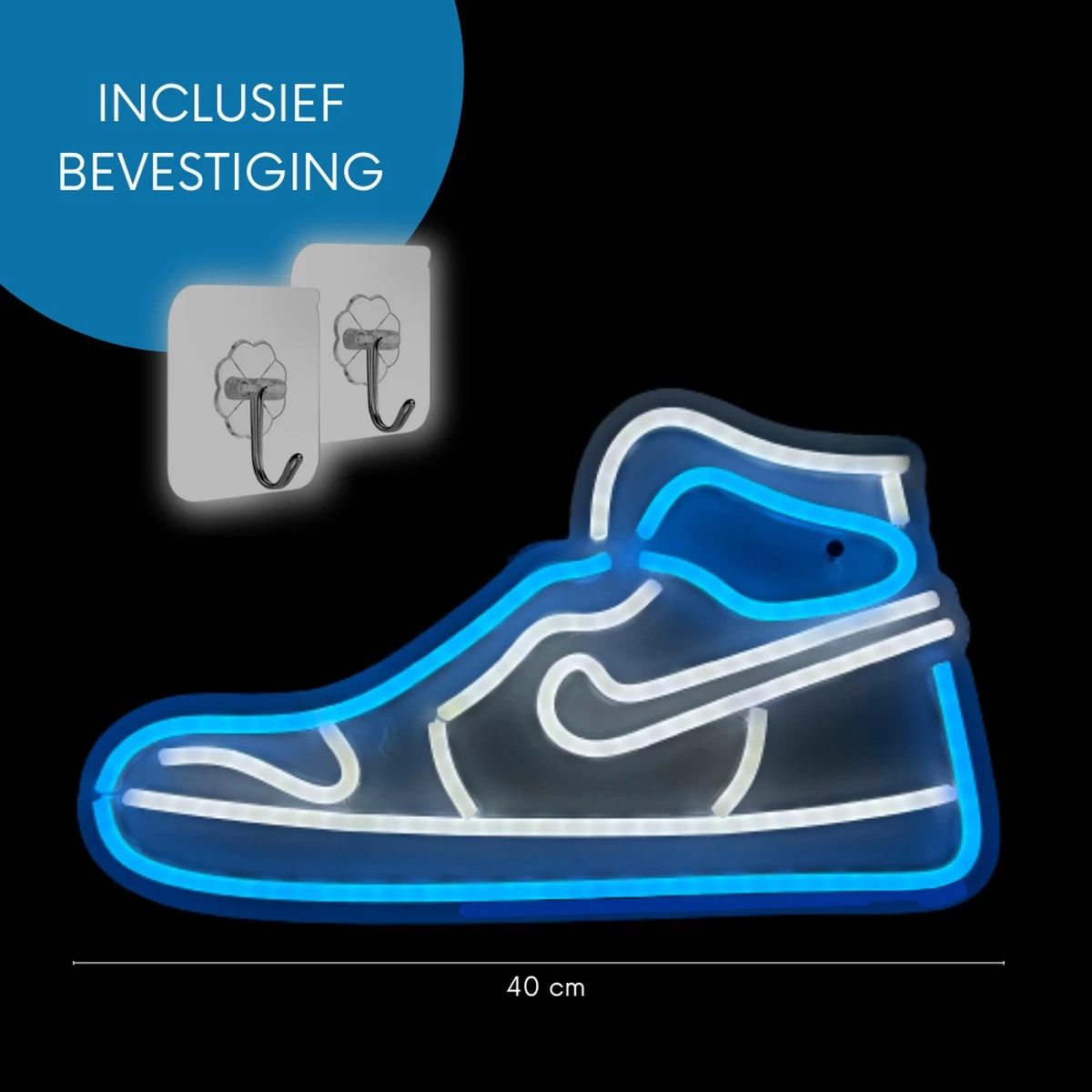 ZoeZo - Neon LED Lamp Blauw - Wit - Air Jordan 1 - Sneaker - Decoratie - USB - Sfeerverlichting - Wandlamp - Nike