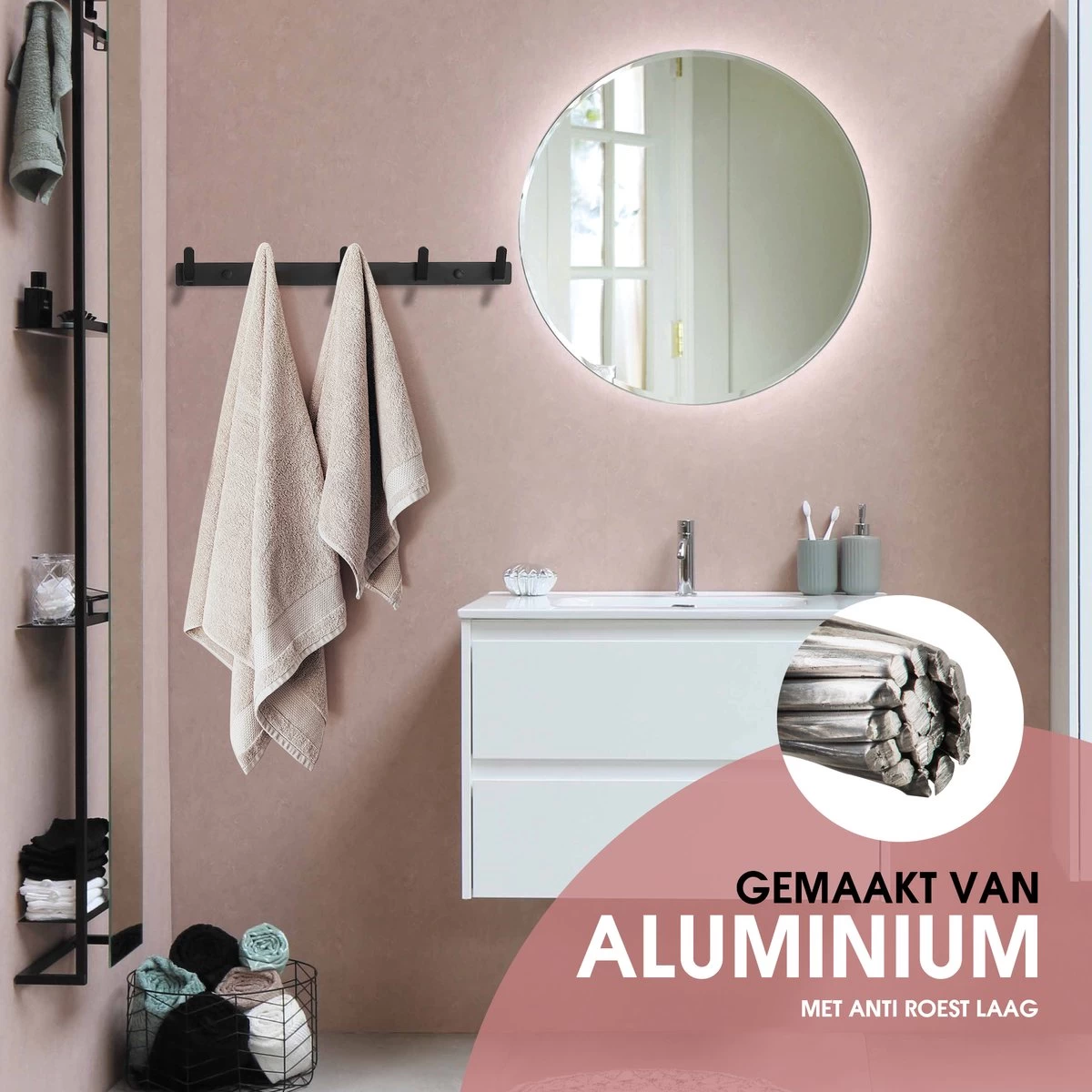 Bonoff Wandkapstok - Set Van 2 - Kapstok – Wandkapstok – Luxe Zwart Moderne Look - 5 Haaks - RVS Metaal – Kapstok Haken – Kapstok Hangend - Kapstokken - Afbeelding 4