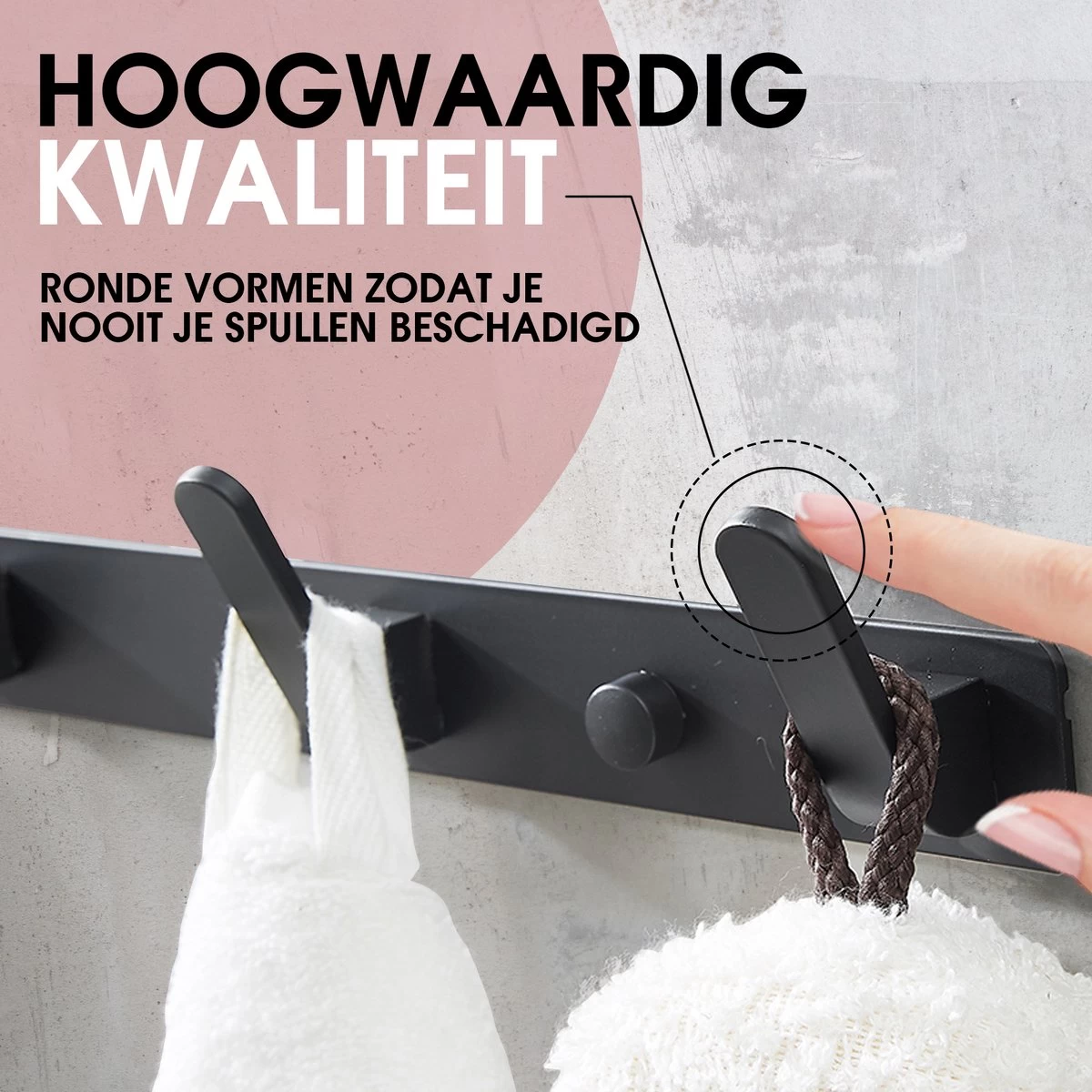 Bonoff Wandkapstok - Set Van 2 - Kapstok – Wandkapstok – Luxe Zwart Moderne Look - 5 Haaks - RVS Metaal – Kapstok Haken – Kapstok Hangend - Kapstokken - Afbeelding 12