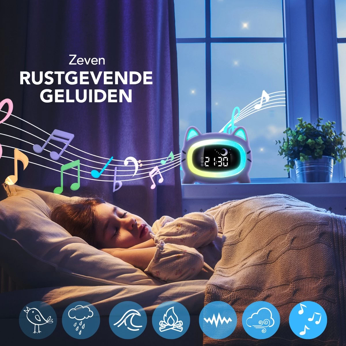 Boostiv Wake-up Light - Speaker Radio - Slaaptrainer - White Noise Machine - Bluetooth - Kinderwekker - Nachtlampje - Digitale Wekker - Afbeelding 6