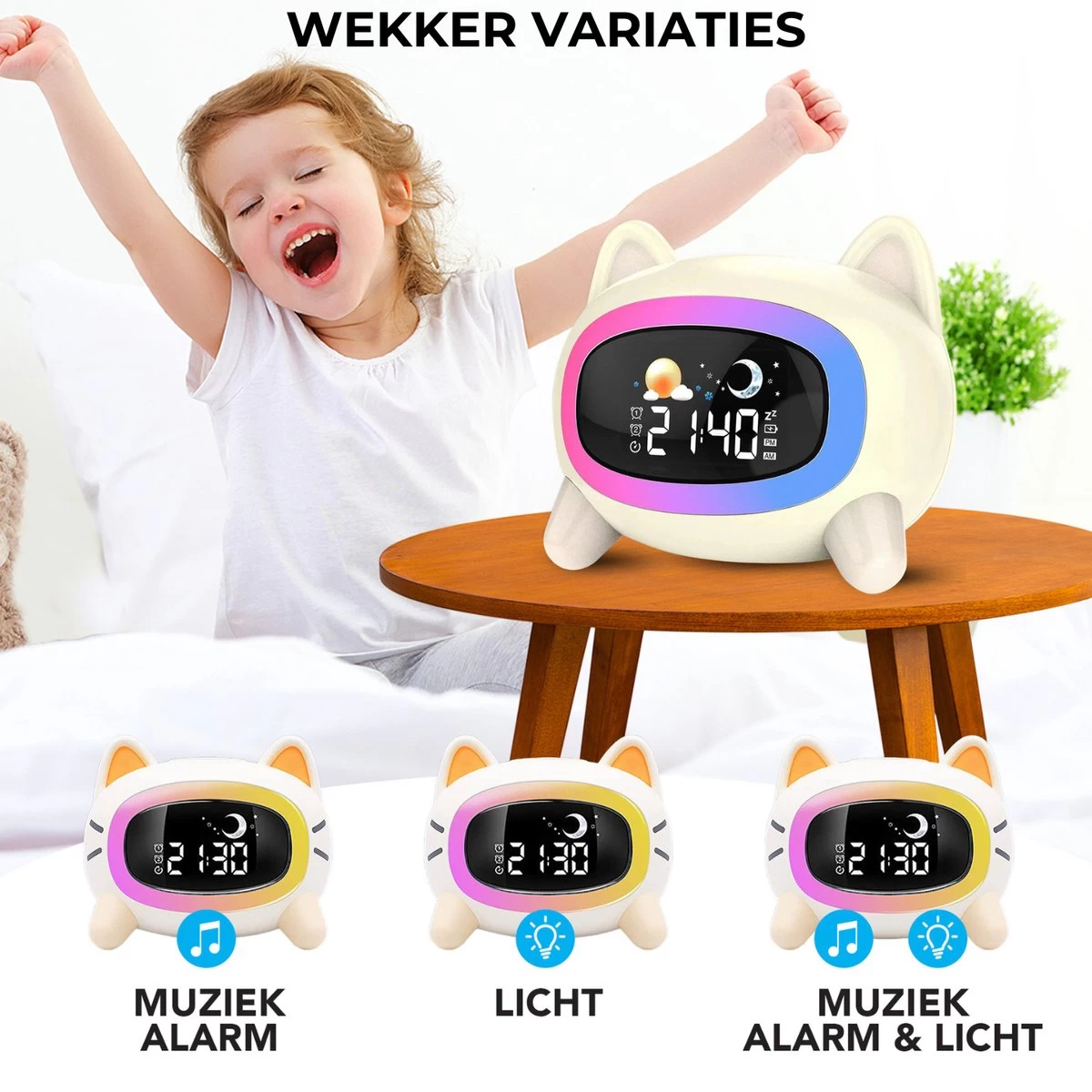 Boostiv Wake-up Light - Speaker Radio - Slaaptrainer - White Noise Machine - Bluetooth - Kinderwekker - Nachtlampje - Digitale Wekker - Afbeelding 7