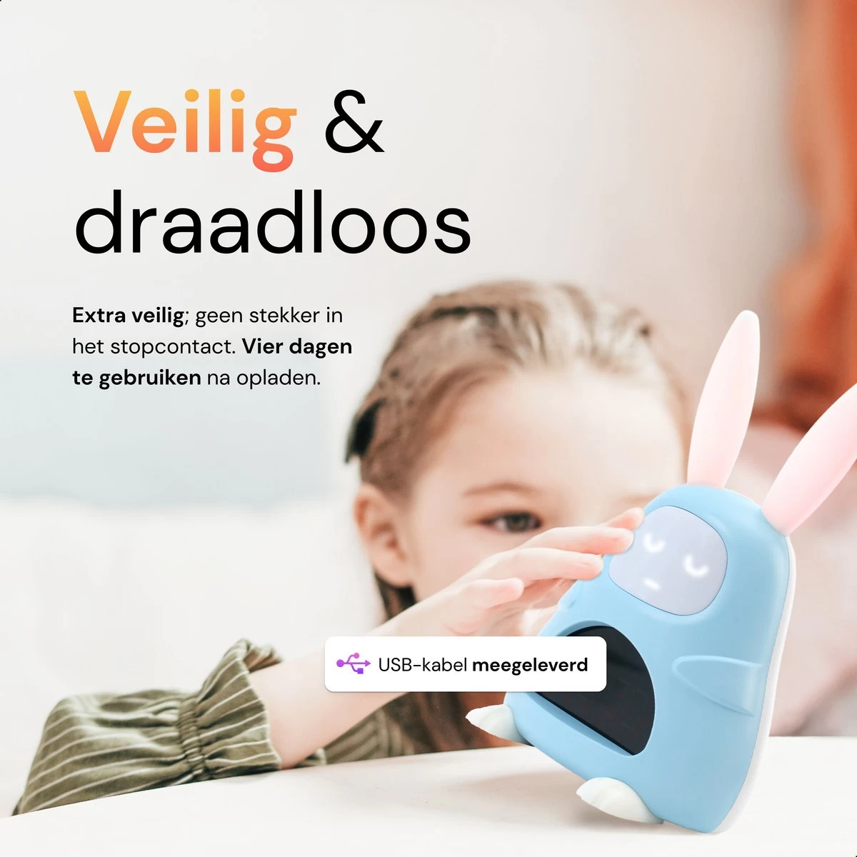 Superity Konijn - Slaaptrainer - Kinderwekker En Nachtlampje Voor Kinderen - Kinderwekker Digitaal - Digitale Wekker - Nachtlamp - Slaapwekker - Afbeelding 7