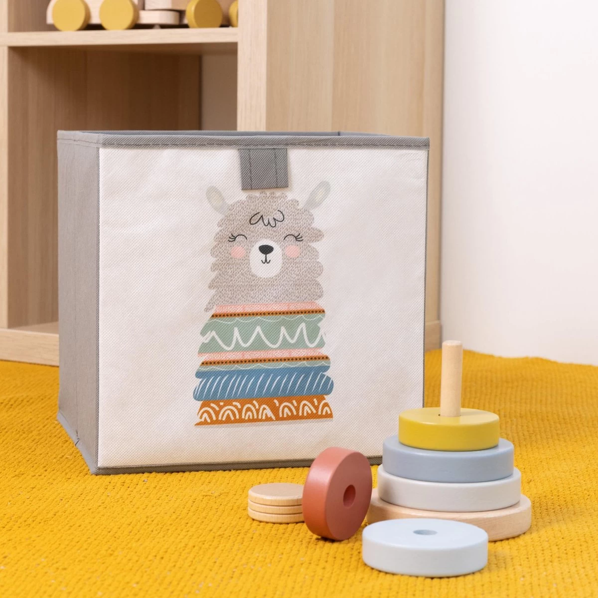 Navaris Opbergdozen Voor Kinderen - Set Van 3 Opbergboxen Met Treklus - 28 X 28 X 28 Cm - Opvouwbaar - Speelgoedbakken Met Dierenmotief - Afbeelding 6