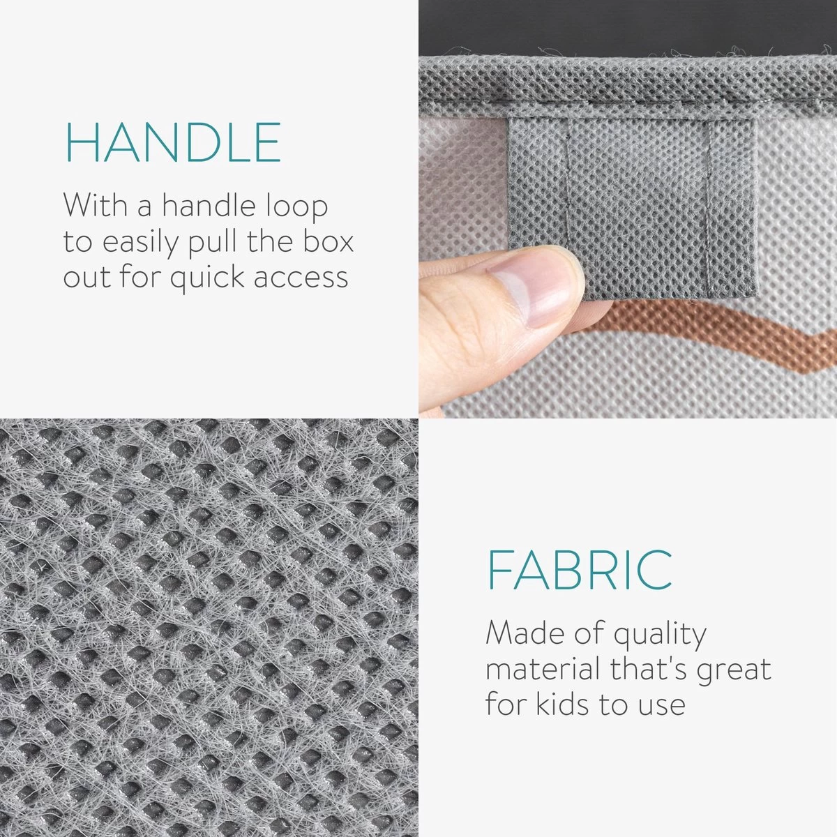 Navaris Opbergdozen Voor Kinderen - Set Van 3 Opbergboxen Met Treklus - 28 X 28 X 28 Cm - Opvouwbaar - Speelgoedbakken Met Dierenmotief - Afbeelding 7