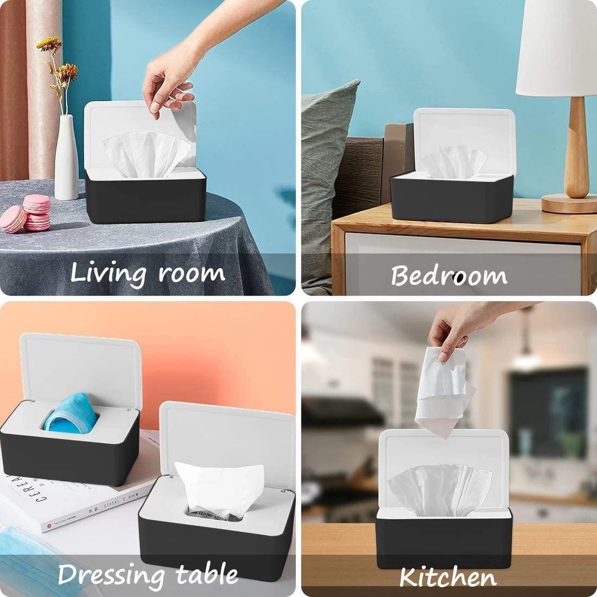 BillendoekjesDoos - Zinaps Natte Doekjes Doos, Vochtig Toiletpapier Doos, Babydoekjes Doos, Natte Doekjes Opbergdoos, Plastic Natte Doekdispenser Met Deksel Voor Thuis, Kantoor (WK 02129) - Afbeelding 5